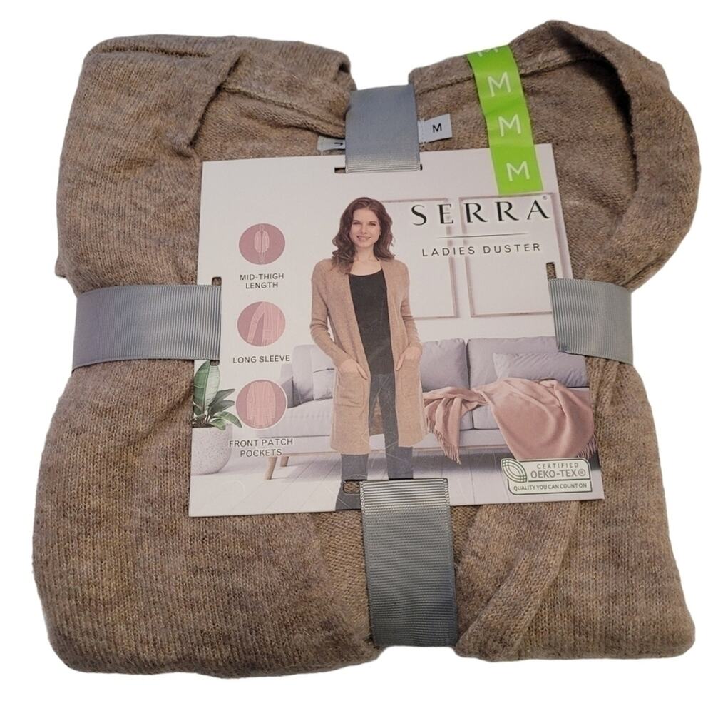 Serra Cardigan Duster WMS Medium Tan NEW Mid Thigh Length Neutral